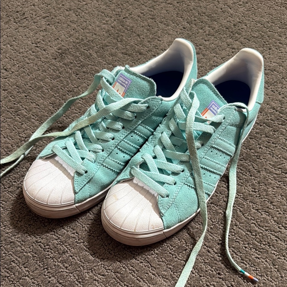 Adidas Mint Green Suede Shell Toe Sneakers